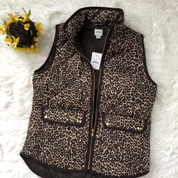 New with tags J CREW LEOPARD PRINT VEST 2 Pockets - Picture 3 of 8